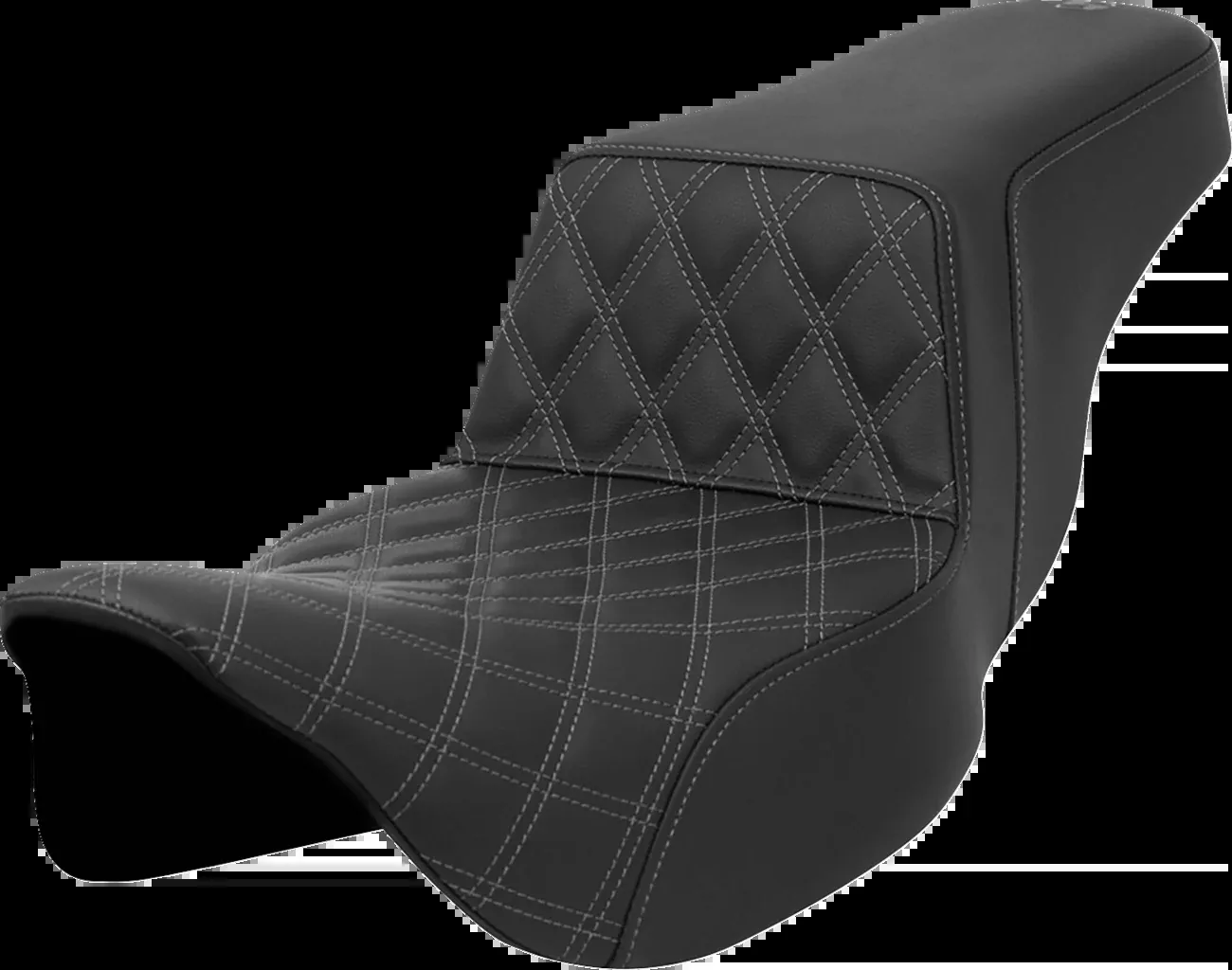 Saddlemen Step-Up Seat - Front Lattice Stitch - Gray Stitch - Extended Reach - FLH/FLT '08-'23 - 808-07E-17202
