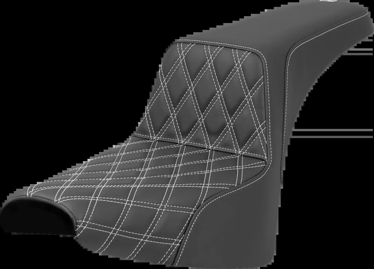 Saddlemen Step-Up Seat - Front Lattice Stitch - White Stitch - FXST/FXBB '18-'25 - 818-30-17206
