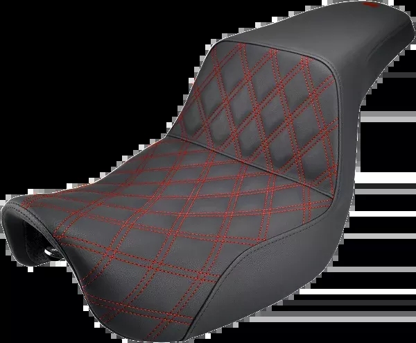Saddlemen Step-Up Seat – Front Lattice Stitch/With Red Stitching – Black – Dyna