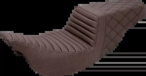 Saddlemen Step-Up Seat - Front Tuck-N-Roll/Rear Lattice Stitch - Brown - FL '08-'24