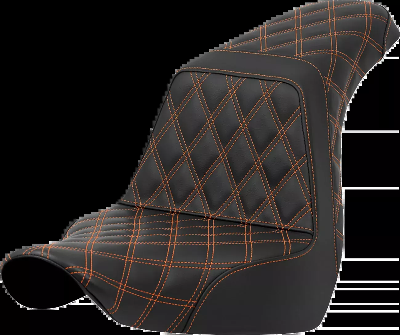 Saddlemen Step-Up Seat - Full Lattice Stitch - Orange Stitch - FXLR/FLSB '18-'21 - 818-29-17503