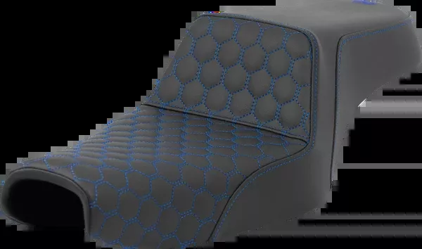 Saddlemen Step-Up Seat – Honeycomb – Blue Stitching – 3.3 Gal Tank – Sportster ’04-’22