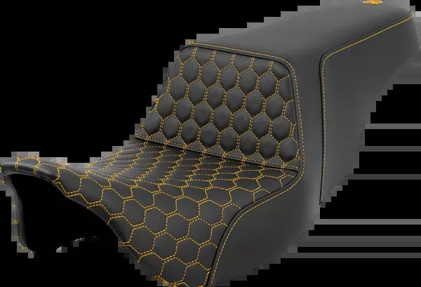 Saddlemen Step-Up Seat – Honeycomb – Gold Stitching – FL ’08-’23