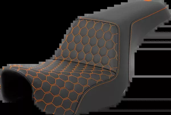 Saddlemen Step-Up Seat – Honeycomb – Orange Stitching – Dyna ’06-’17
