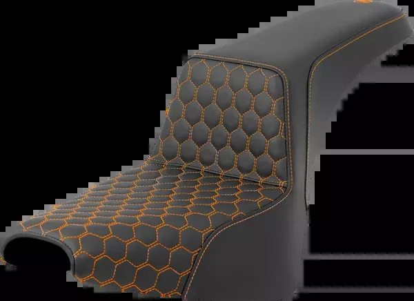 Saddlemen Step-Up Seat – Honeycomb – Orange Stitching – FXBB/FXST ’18-’24