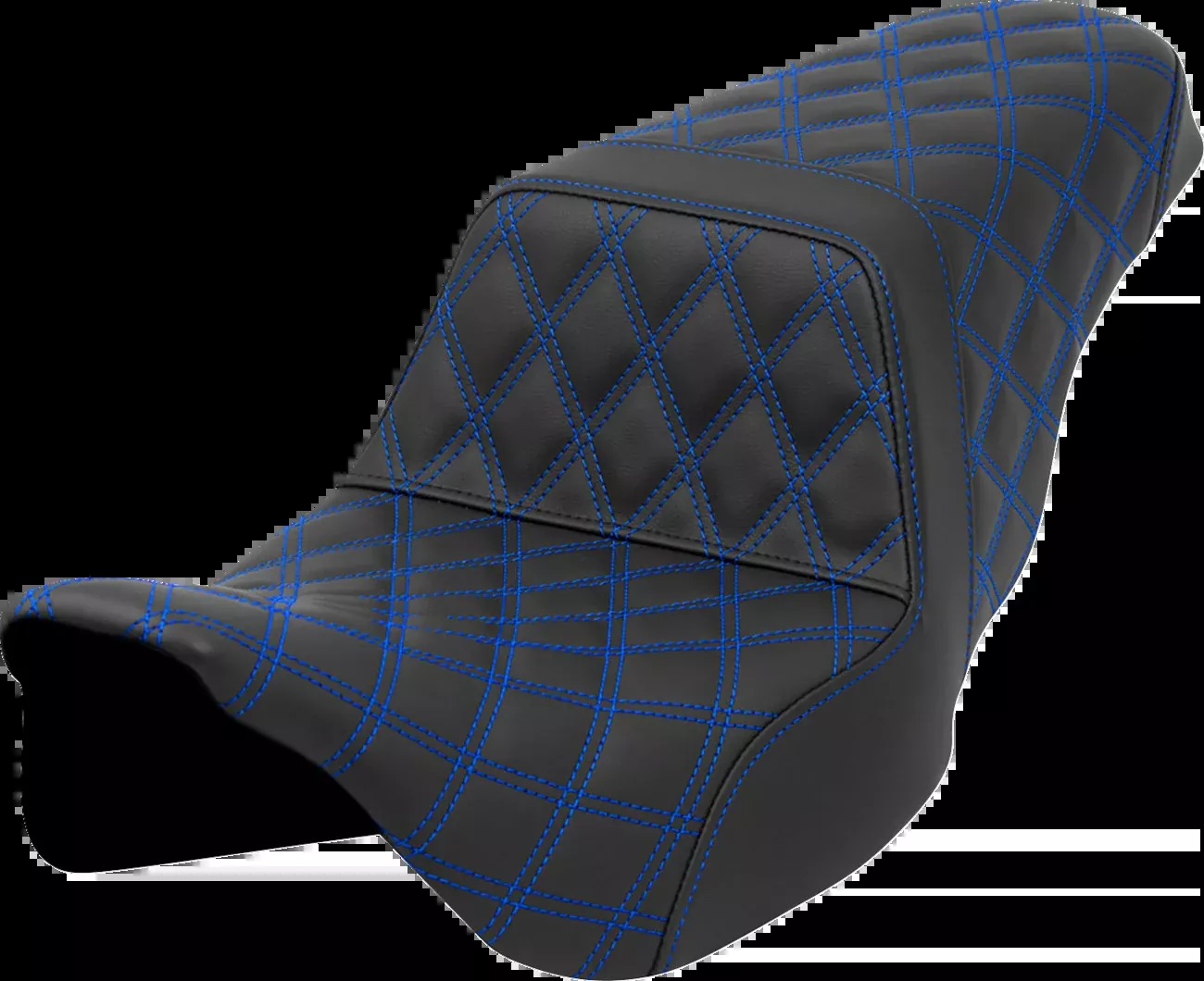 Saddlemen Step-Up Seat - Lattice Stitch - Blue Stitch - FLH/FLT '08-'23 - 808-07B-17501