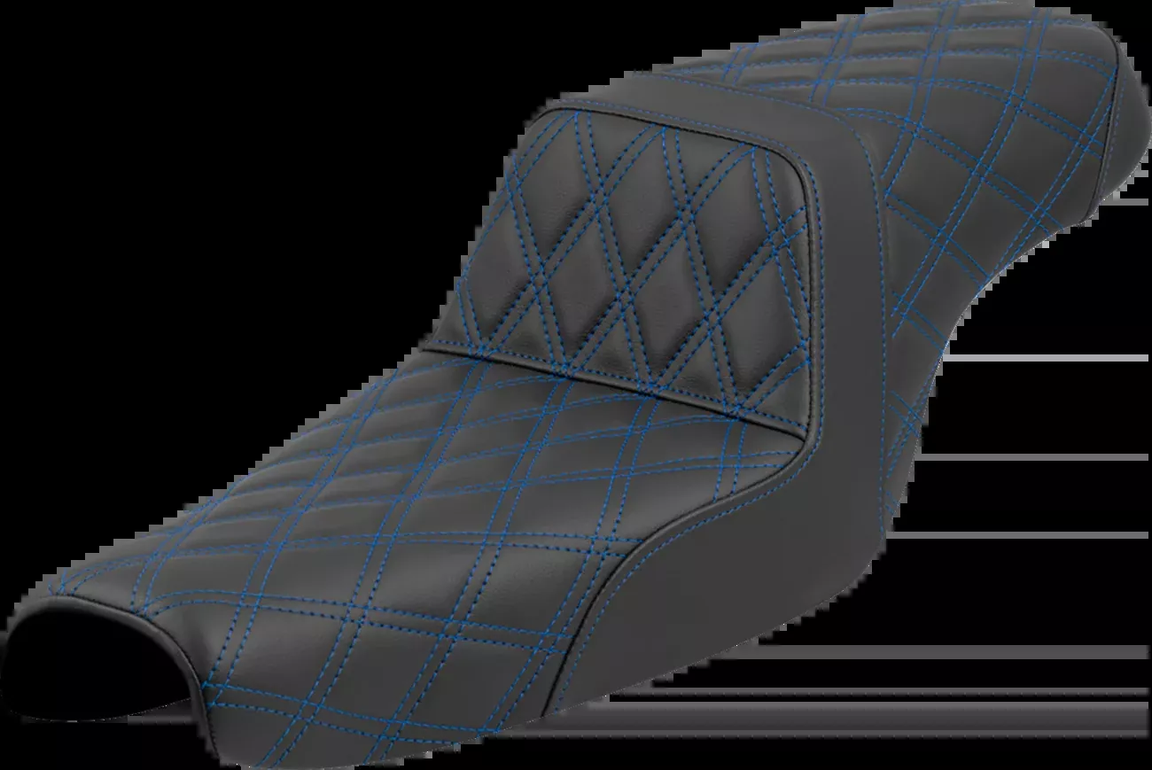 Saddlemen Step-Up Seat - Lattice Stitch - Blue Stitch - XL '04-'22 - 807-11-17501