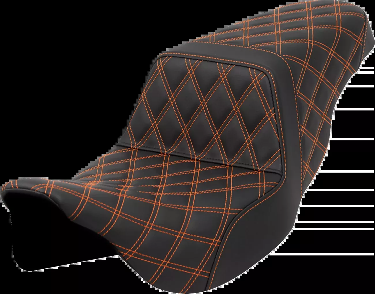 Saddlemen Step-Up Seat - Lattice Stitch - Orange Stitch - FLH/FLT '08-'23 - 808-07B-17503