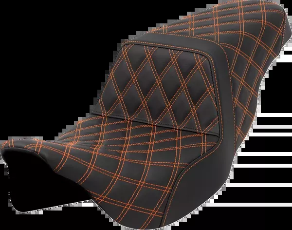 Saddlemen Step-Up Seat – Lattice Stitch – Orange Stitch – FLH/FLT ’08-’23