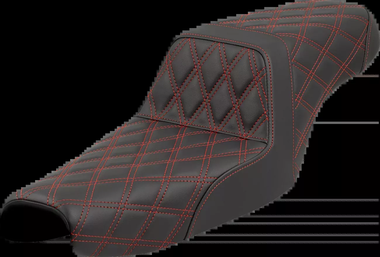 Saddlemen Step-Up Seat - Lattice Stitch - Red Stitch - XL '04-'22 - 807-11-17504