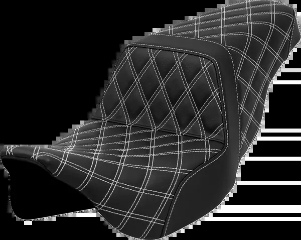 Saddlemen Step-Up Seat – Lattice Stitch – White Stitch – FLH/FLT ’08-’23