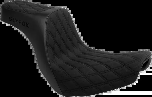 Slyfox High Noon Seat – Double Diamond – Black Logo – Black Stitch – FL/FX ’18-’25