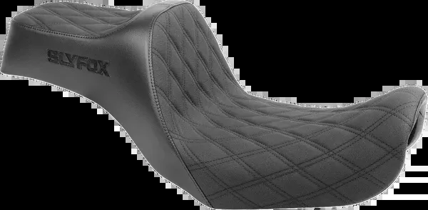 Slyfox High Noon Seat – Double Diamond – Black Logo – Black Stitch – FXD/FLD ’06-’17
