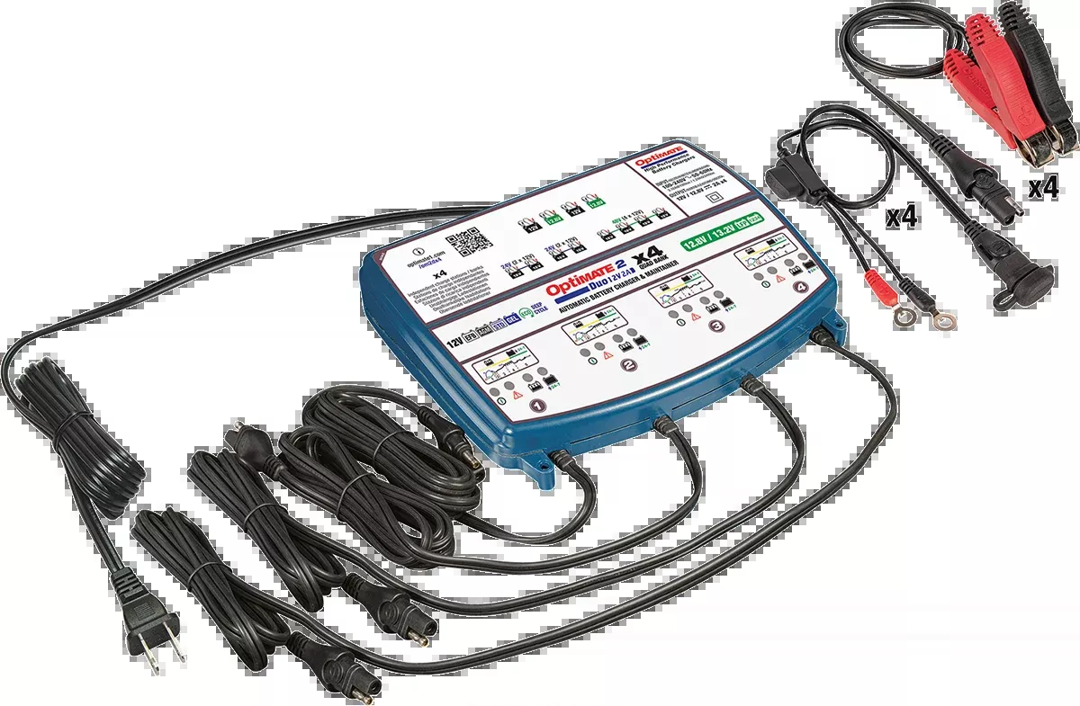 Tecmate Optimate 2 Duo 4-Bank Battery Charger Maintainer 12V Motorcycle ATV UTV