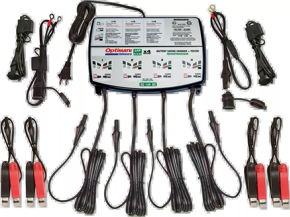 Tecmate Optimate Blue 12V 4 Bank Universal Motorcycle Lithium Battery Charger