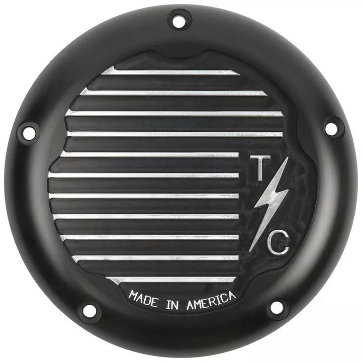 Thrashin Supply Black 5 Hole Derby Cover Finned Harley M8 Touring 17-Up
