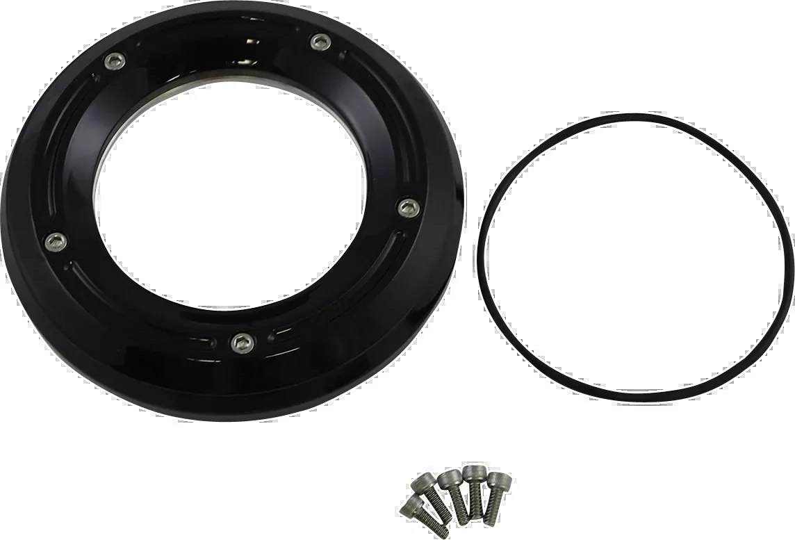 Trask Assault Derby Cover with Window - Gloss Black - Softail - TM-0042BK