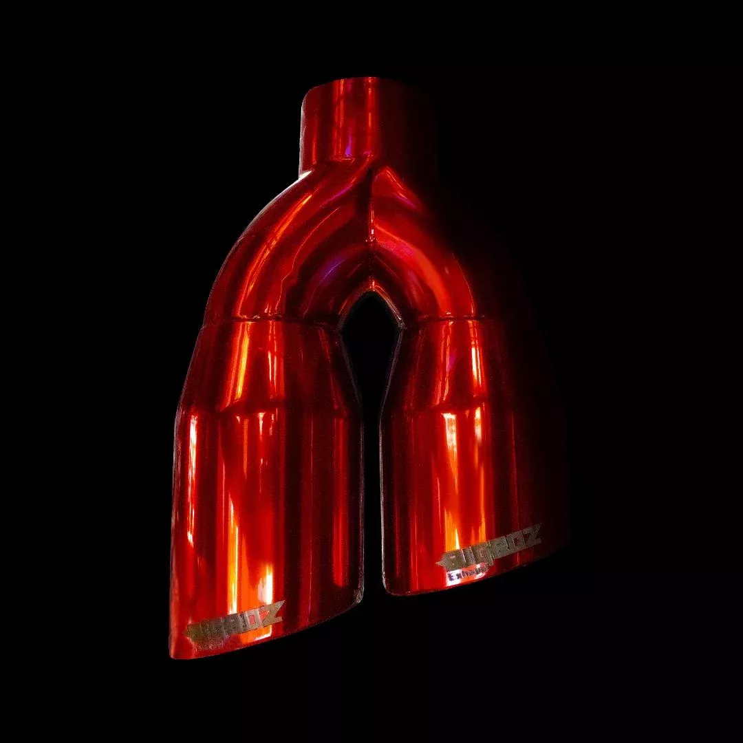 UNIVERSAL CANDY RED DOUBLE-WALL LIGHTNING STYLE EXHAUST TIP
