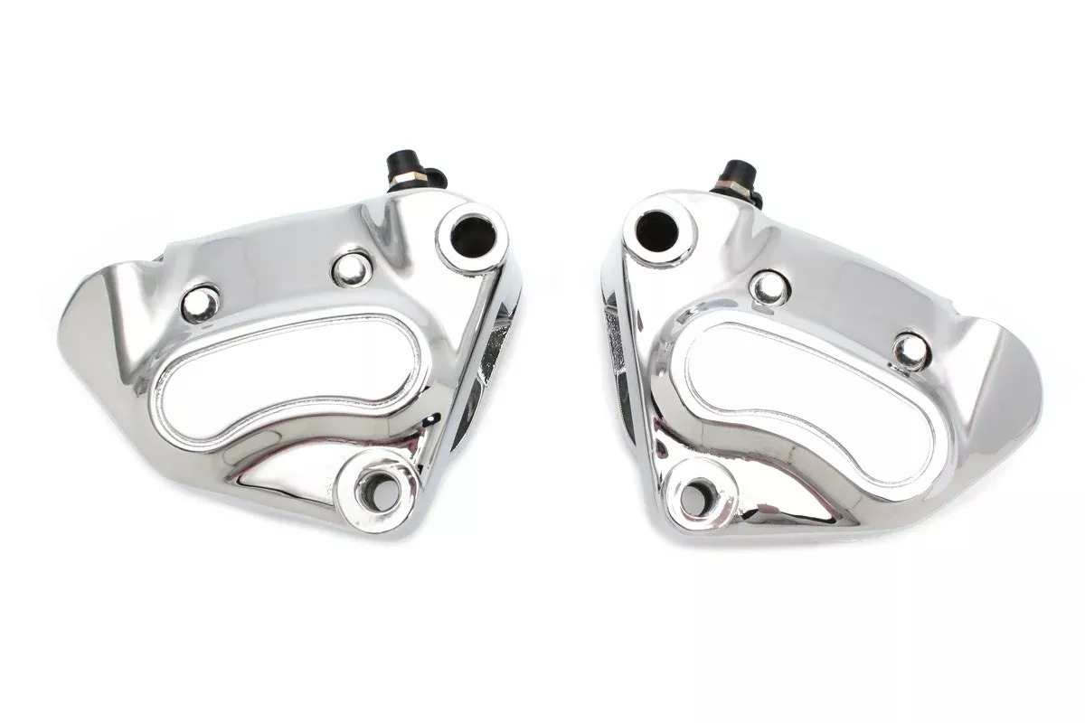 V-Twin 23-0581 Chrome Front 4 Piston Caliper Set Harley FLT Touring 00-07