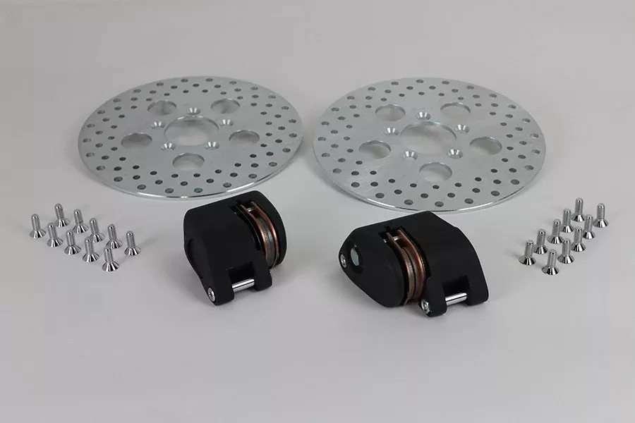 V-Twin 23-1214 Black Front Dual Disc Caliper & 10" Disc Kit 73-83 Harley FX XL