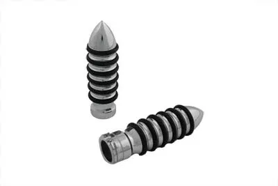 V-Twin 28-0588 Chrome Billet Rocket O-Ring Style Handlebar Grips Harley 82-17