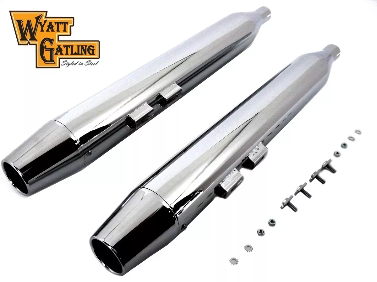 V-Twin 30-0639 Muffler Set with Chrome Long Tapered End Tips Harley FLT 95-16