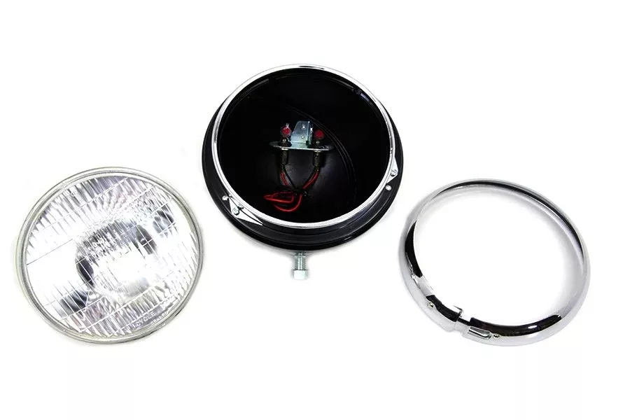 V-Twin 33-1509 Chrome 7" 6 Volt Headlight Headlamp Replica Harley K & XLH 52-58