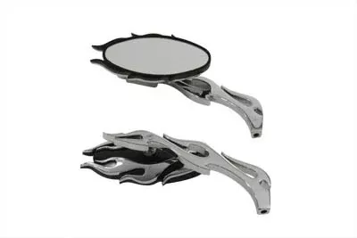 V-Twin 34-1590 Fireball Mirror Set Billet Chrome Pair Harley Metric 65-Up