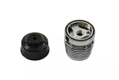 V-Twin 40-5000 Chrome Finned Performance Oil Filter Upgrade Kit Harley 84-Up