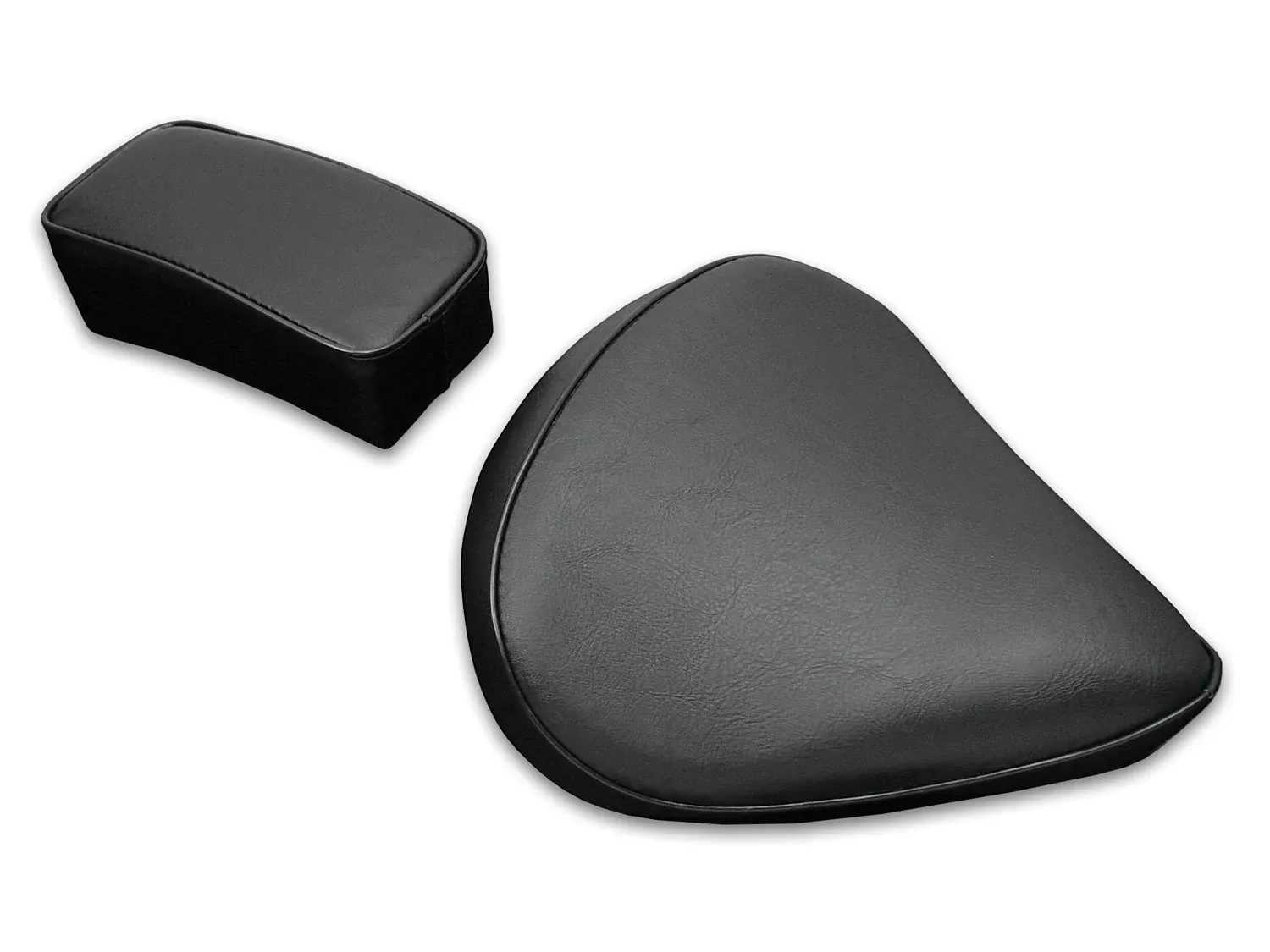 V-Twin 47-0792 Black Harley Solo Vinyl Seat and Rear Pillion Passenger Pad Set