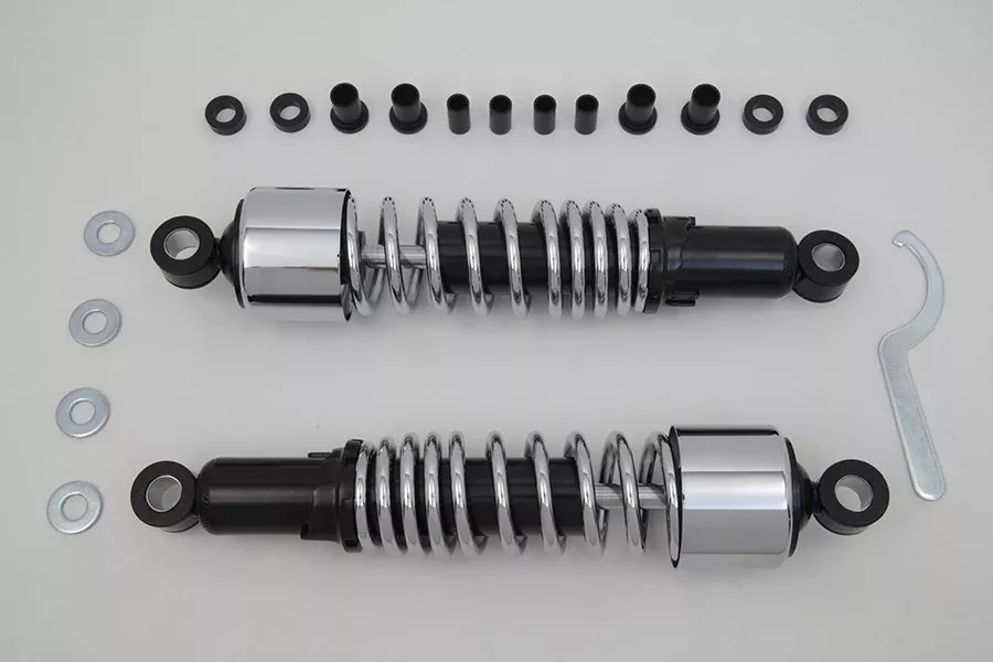 V-Twin 54-0780 Chrome 13" Adjustable Rear Shock Set Kit Harley Touring 95-Up