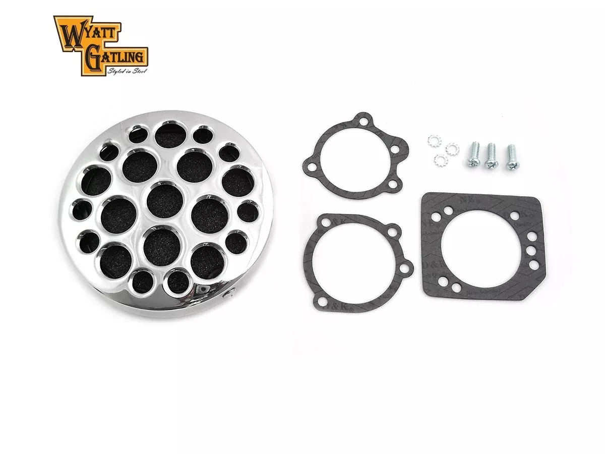 V-Twin Air Filter Cleaner Hole Drilled Chrome Cover Harley CV Carb or EFI