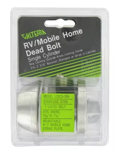 Valterra L32CS3108 1" Throw Single Cylinder Deadbolt View Pack, Silver