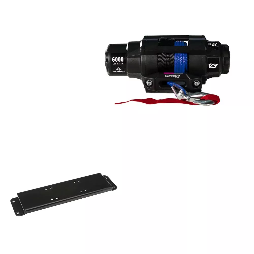 Viper 6000lbs V3 Winch Blue Rope With Mount For Polaris Ranger 425 With an Extreme Bumper 2001-2004