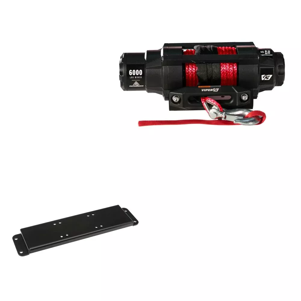 Viper 6000lbs V3 Winch Red Rope With Mount For Polaris Ranger 150 With an Extreme Bumper 2018-2022