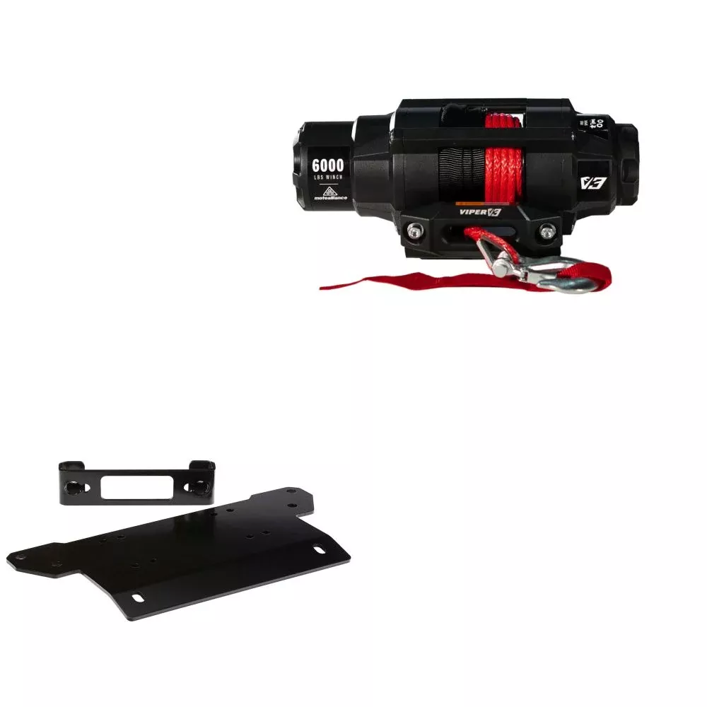Viper 6000lbs V3 Winch Red Rope With Mount For Polaris Ranger XP 1000 2017-2023