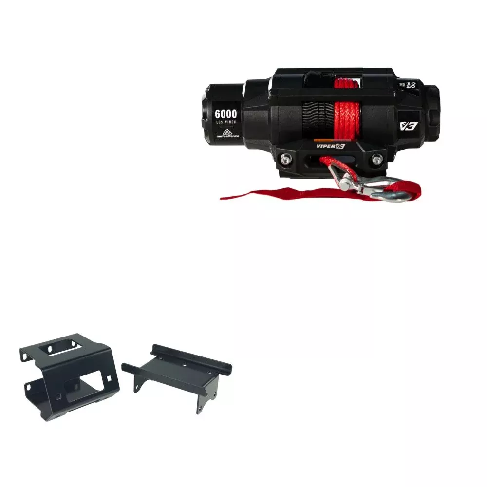 Viper 6000lbs V3 Winch Red Rope With Mount For Polaris Sportsman 550 2010-2014