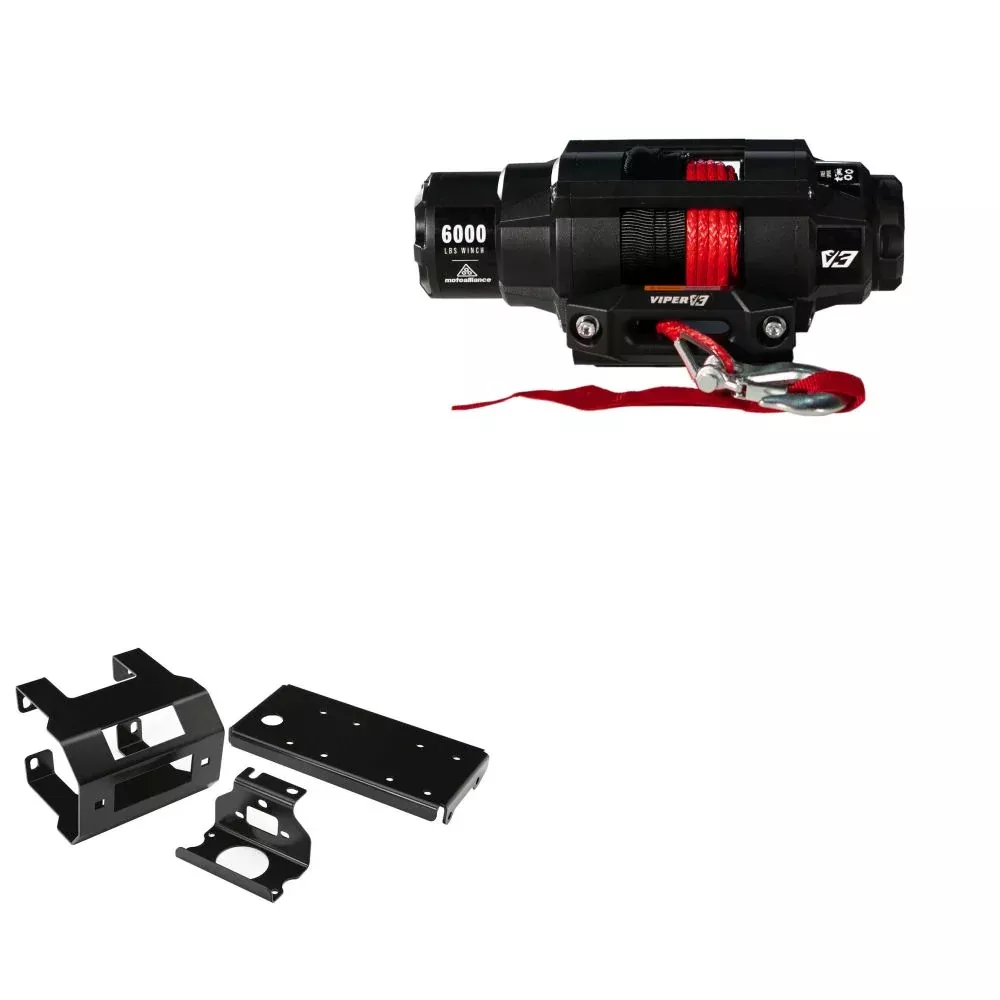 Viper 6000lbs V3 Winch Red Rope With Mount For Polaris Sportsman 600 2004