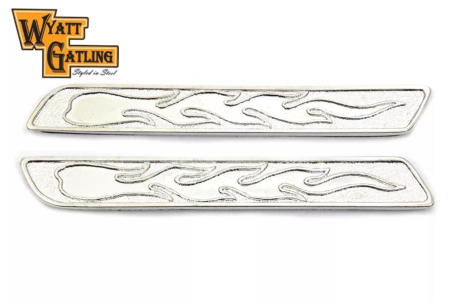 VTwin Chrome Flame Saddlebag Face Plate insert set 1993-2014 Harley Touring FLT