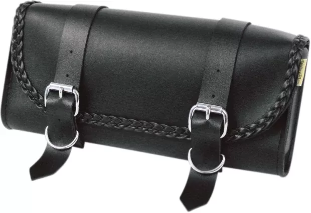 Willie & Max Black Braided Leather Universal Motorcycle Tool Bag Pouch Harley