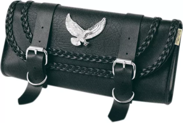 Willie & Max Braided Eagle Black Leather Universal Motorcycle Tool Pouch Harley