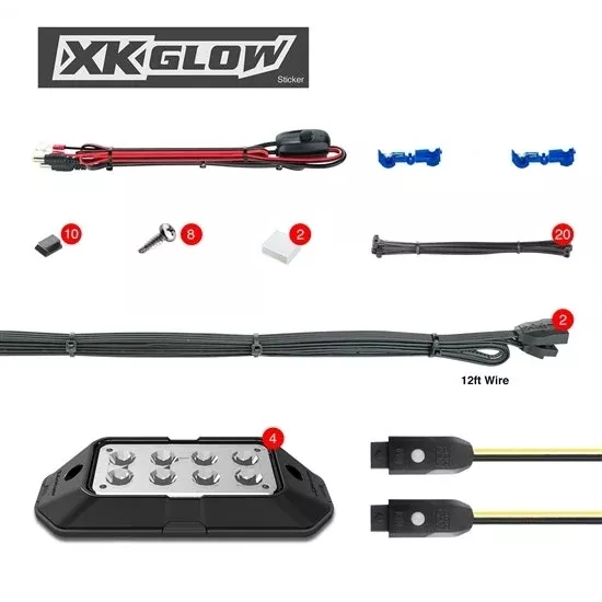 XK Chrome LED Rock Light Kit Bluetooth RGB For Jeep UTV XK-ROCK-STA