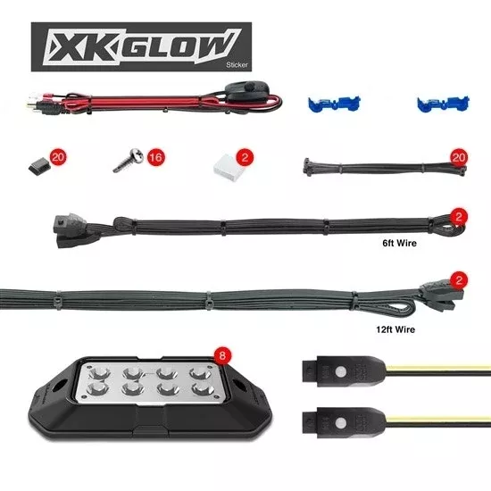 XK Chrome XK-ROCK-ADV 8pc Advanced LED Rock Light Kit Bluetooth For Jeep UTV