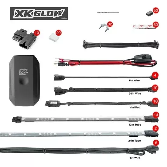 XK Chrome XK-UTV-ADV Advanced App Control LED Accent Light Kit Off Road UTV ATV