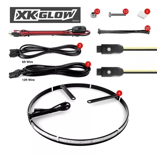 XK Chrome XK-WHEEL-KIT 15″ LED Wheel Ring Kit Bluetooth w/ Turn Signal For Jeep