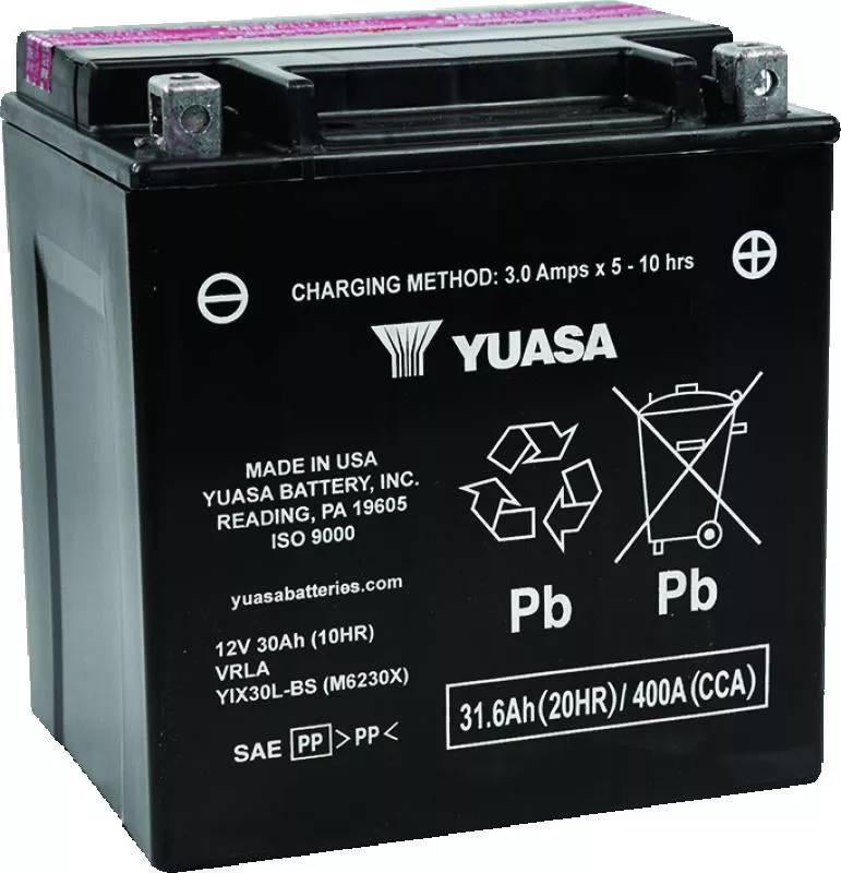 Yuasa YIX30L-BS High Performance Maintenance Free AGM 12-Volt Battery w/Bottle