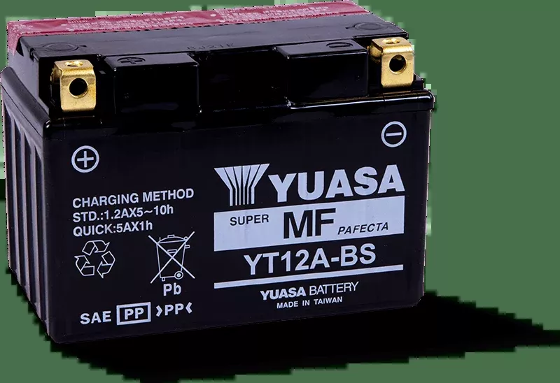 Yuasa YT12A-BS Maintenance Free AGM 12-Volt Battery w/Bottle