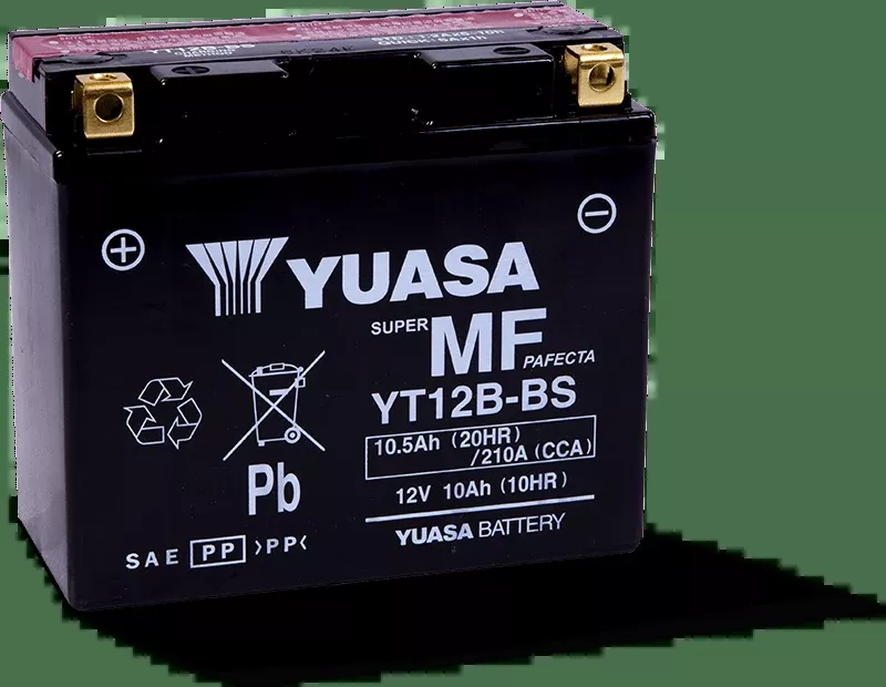Yuasa YT12B-BS Maintenance Free 12-Volt AGM Battery w/Bottle