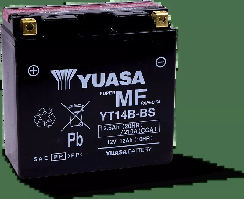 Yuasa YT14B-BS Maintenance Free 12-Volt AGM Battery w/Bottle