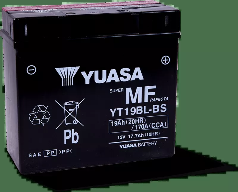 Yuasa YT19BL-BS Maintenance Free AGM 12-Volt Battery w/Bottle